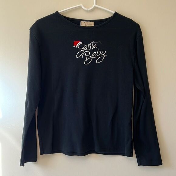 Santa Baby ladies size large black long sleeved shirt. - Picture 1 of 5